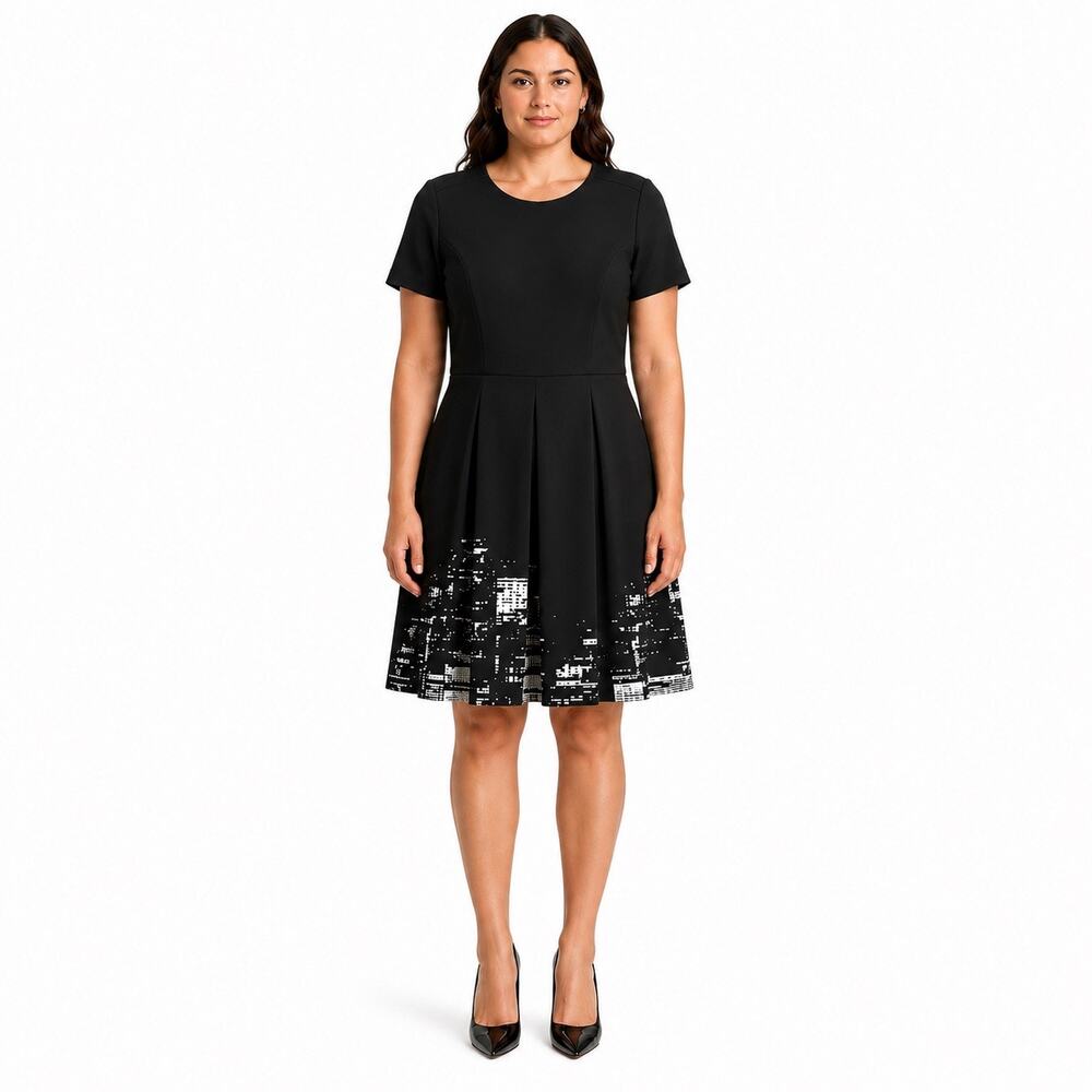 Elie Tahari for Design Nation Black/White Fit & Flare Easy Short Dress Size 8